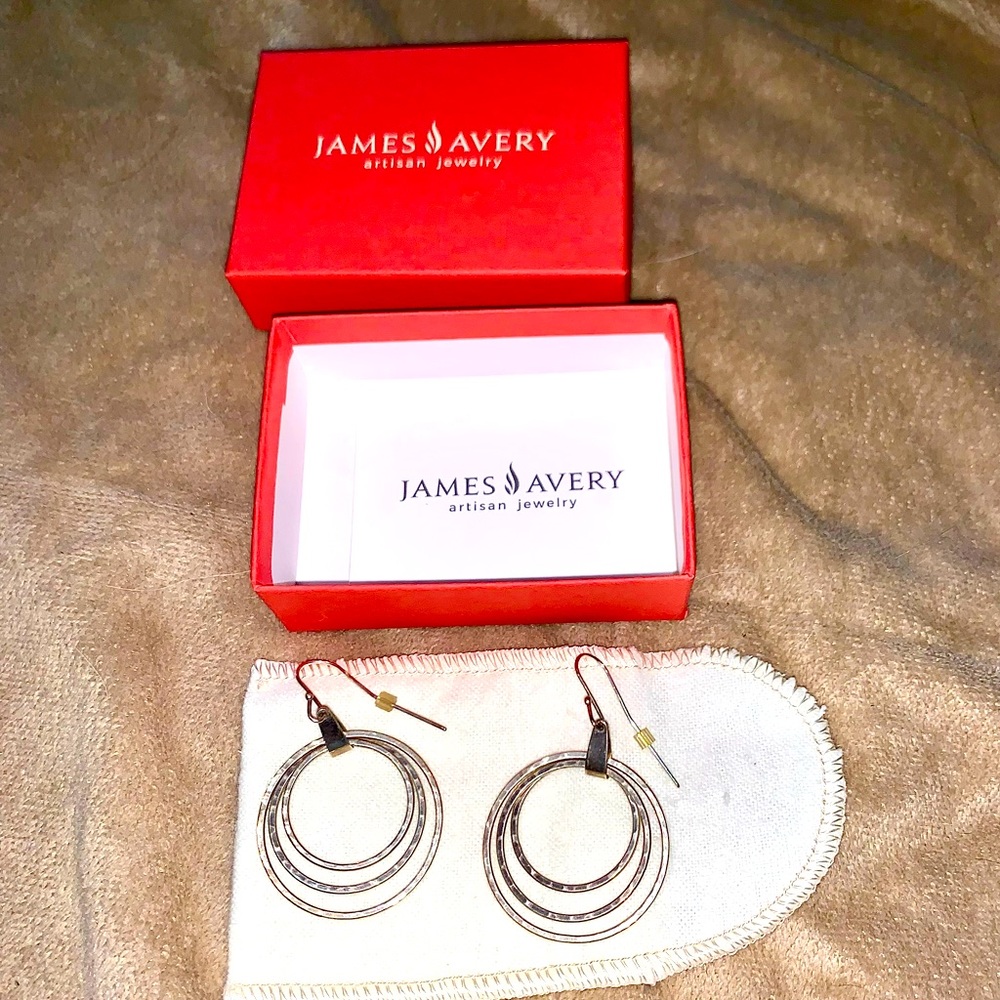 James Avery 3 Hammered Circle Hook Earrings